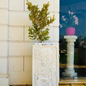 Pot de fleur extérieur en béton avec motif