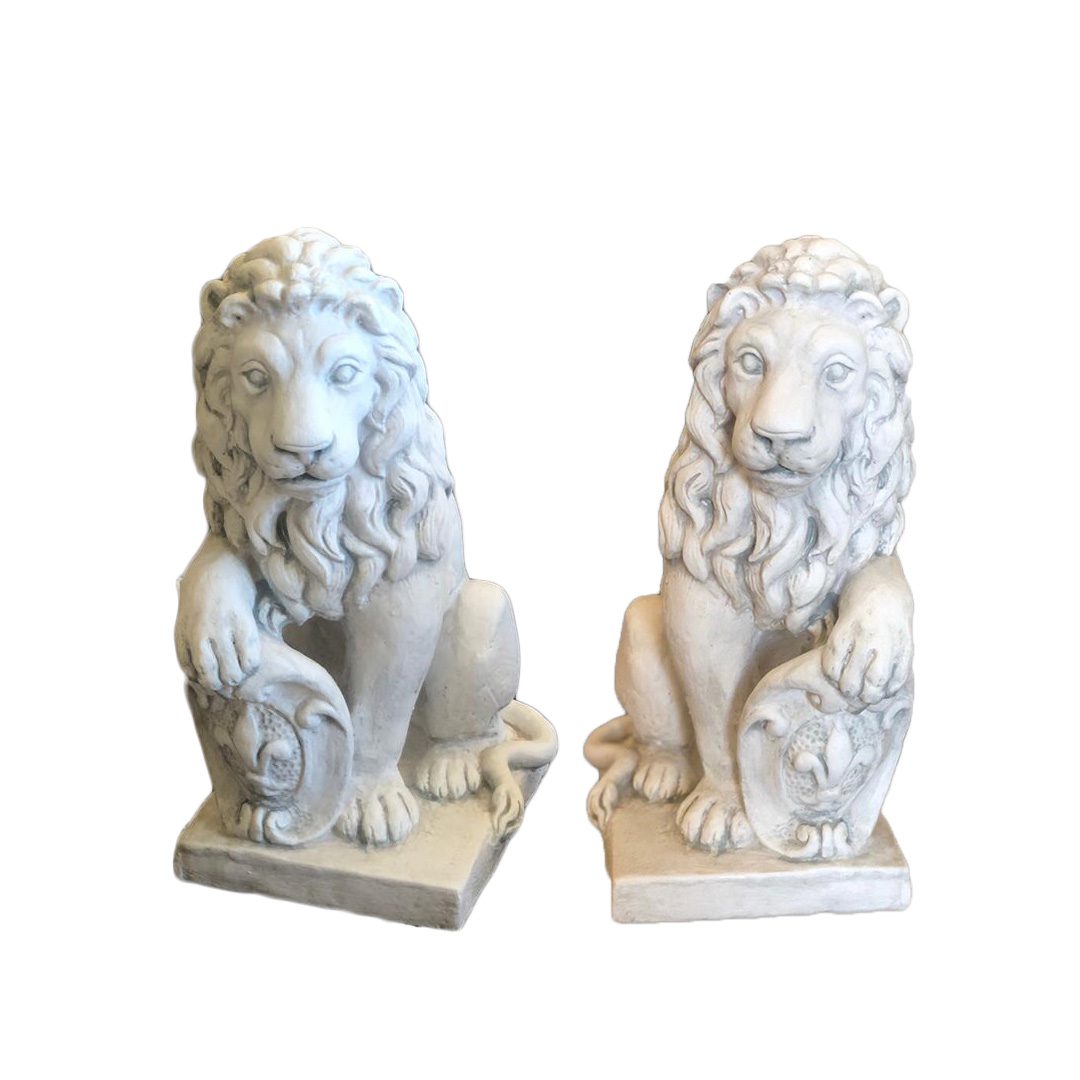 Statues De Lions En Pierre Reconstituée - Couple De Lions Gardiens, Résistants Au Gel - Décoration Jardin, Entrée