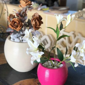 Unique cache pot rond strié: CP31