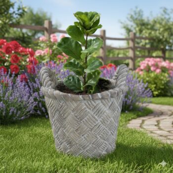Bac à fleur en béton fibré forme de couffin ( BF021 )