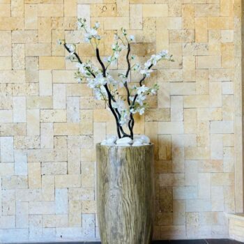 Somptueux cache pot effet bois cylindrique:CP19